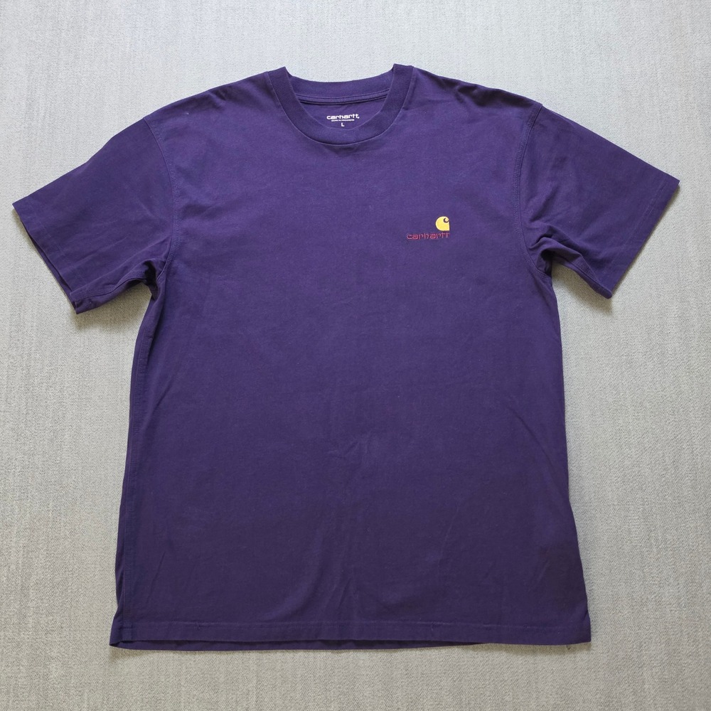 Carhartt WIP American Script T-Shirt Mens L Purple Organic Cotton Tee